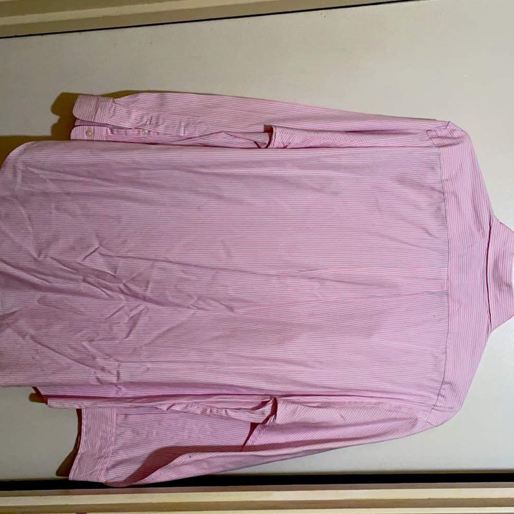 Ralph Lauren classic fit button down. Pink with navy and whit pinstripes. - Picture 4 of 4